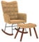 vidaXL Chaise à Bascule avec Repose-Pied Marron Velours, Fauteuil à Bascule, Chaise Longue, siège de Salon, Chaise, Chaise de Salon