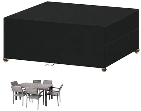 VANSHEIM Housse Salon de Jardin Impermeable Housse de Table Jardin Anti-UV,420D Tissu Oxford Housses pour Mobilier de Jardin,Bâche Salon de Jardin,Couverture de Protection Meubles 200x100x90cm