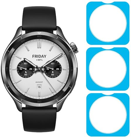 CAUHENYEE Protector de Pantalla para Xiaomi Watch S4 Cristal Templado, 3 Unidades Vidrio Templado 9H con Guía de Posicionamiento – Antiarañazos, Antihuellas, Resistente a Impactos