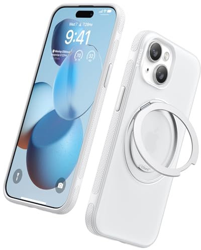 TORRAS 360° Ostand O3 Fitness für iPhone 15 Hülle für MagSafe [Flexibler Ständer & Nr.1 Magnetkraft & Zertifiziert Militärischer Schutz] Hülle iPhone 15 Case Weiß