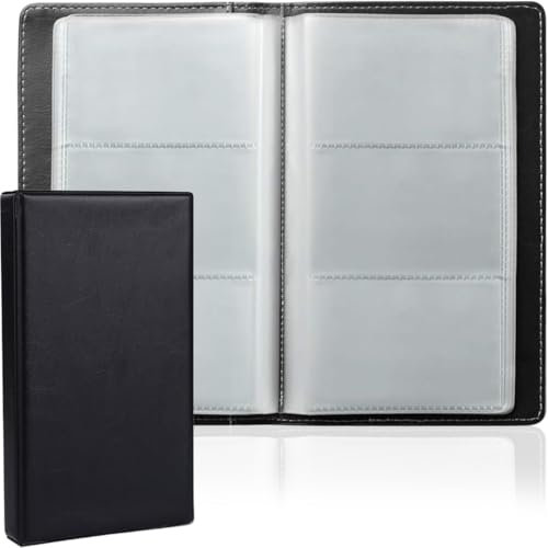 AFCJLTO Porte Cartes de Visite pour 120 Cartes avec Intérieur Transparent,Rangement Carte de Visite à usage Professionnel ou Personnel,Pratique pour Le Bureau(Noir)