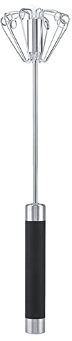 Batidor Giratorio Manual, Batidor Manual Semiautomático de Acero Inoxidable Batidora de Mano Giratoria Con Mango Largo para Mezclar Batir Espumar y Agitar