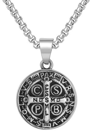 Vintage Kreuz Anhänger Halskette für Männer Exorzismus Symbol Titan Stahl Einzigartiges Retro Stil Modeschmuck Geschenk
