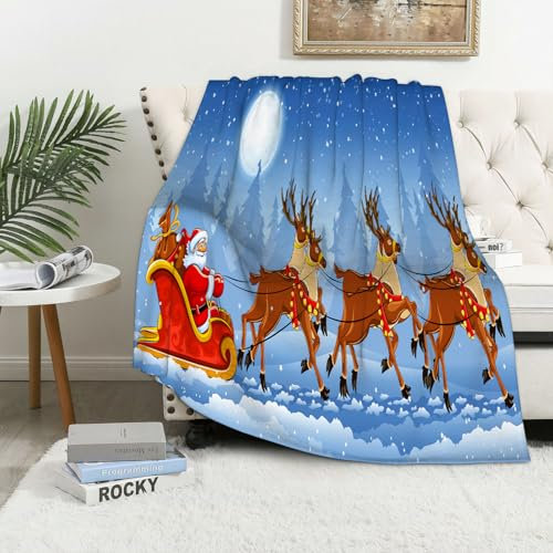 MAAPCHP Kuscheldecke Flauschig Decke Fleecedecke Frohe Weihnachten Rentier Weihnachtsma Wohndecke Warm Winter Weich,Decke Couch Blanket,Wohn- & Kuscheldecken 76 x 100 cm,Sofa überwurfdecke