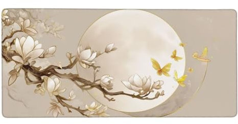 Tapis de Souris XXL Gaming 1200x600x3mm Papillon de Lune Grand Mouse Pad avec Base en Caoutchouc Antidérapant, Imperméable et Antitache Surface en Tissu Bords Cousus pour PC Souris et Clavier F9288