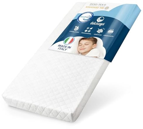DOLCI SOGNI Matratze 90x190 cm für Kinder und Babybett, Atmungsaktive Kindermatratze mit Aloe Vera Bezug, Abnehmbar und Waschbar, Oeko-TEX® & CertiPUR™, 12 cm Höhe