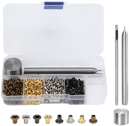 800Pcs 2mm Grommet Kit with Installation Tools, 4 Colours Brass Eyelets Set for Shoelaces, Clothes, Bags, Leather Crafts & DIY Projects, Metal Eye Buckles with Storage Box