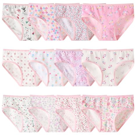 Anntry Baby 12 Pack Panties Soft Comfort Knickers Cotton Underwear Little Girls Assorted Briefs 2-12 Yrs