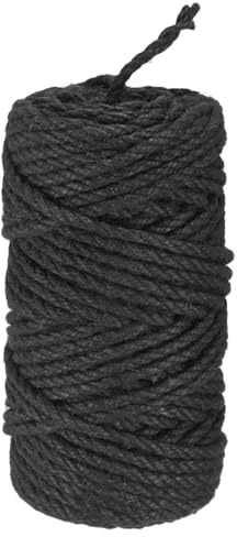 M METERXITY 1-Pack Natural Jute Twine String 4.5mm x 164ft/50m, Black | Garden Twine Balls for Crafts, Gift Wrapping, Gardening Plants, Durable Plant Ties Thick Rope