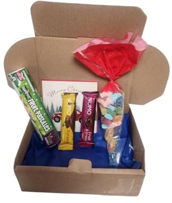 Vegan Sweet Gift Hamper Box Chocolate and Candy Treat Selection with Occasion Card Choice Plant Based Confectionery Gift Set (Christmas Day Card)