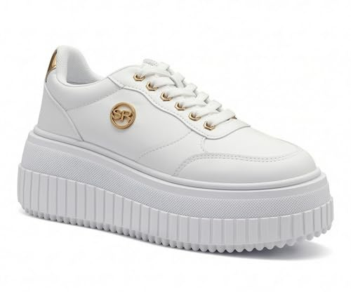 URBAN ROSA Sneakers Donna Eleganti Scarpe Platform Ginnastica Casual Chunky Zeppa Bianche Suola Spessa Moda Comode Antiscivolo