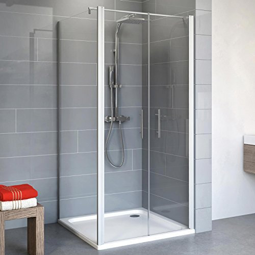 Schulte EP322506 01 500 Duschkabine Alexa Style 2.0 Pendeltür Seitenwand, 90 x 90 cm, 192 cm, 5 mm Sicherheitsglas klar hell beschichtet, alunatur