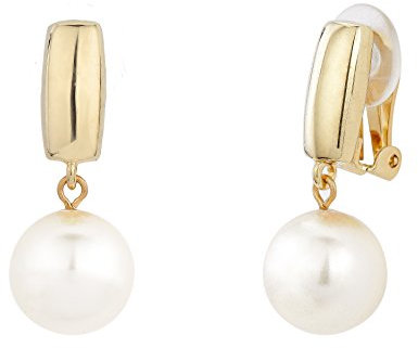 Traveller Ohrclip Hänger - Damen - weisse 12mm Perle - 22kt vergoldet - 113718