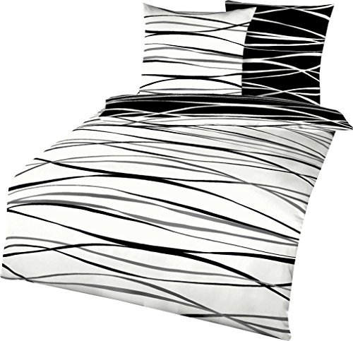 Kaeppel Feinbiber Bettwäsche Motion Größe 155x220+80x80 cm Farbe Schwarz