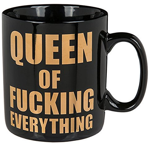 Out of the blue 78/8278 Steingut-Becher, Queen Fucking Everything, Schwarz, 1 Stück (1er Pack)