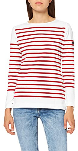 Armor Lux Damen 76838 Langarmshirt, Mehrfarbig (Blanc/Braise 320), Medium (Herstellergröße: 3)