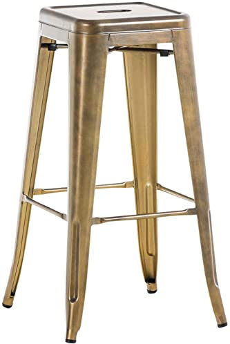 CLP Metall-Barhocker Joshua V2 I Stapelbarer Thekenhocker Mit 76 cm Sitzhöhe I Tresenhocker Mit Fußstütze, Farbe:Gold