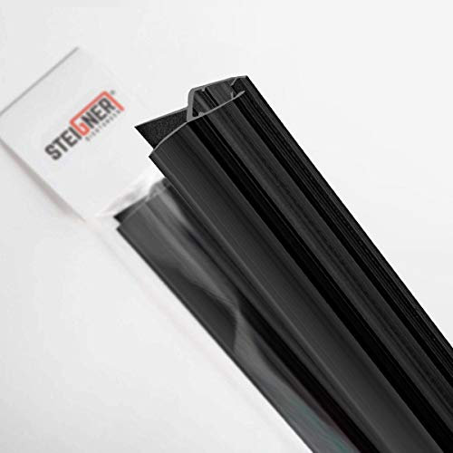 STEIGNER Duschdichtung, 60cm, Glasstärke 6/7/ 8 mm, Vorgebogene PVC Ersatzdichtung für Runddusche, Schwarz, UK03S