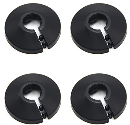 MroMax 12mm Pipe Cover, 4pcs Flange Black Pipe Cover Plastic Pipe Hole Collars for Radiator, Wall Pipe Tube Decoration