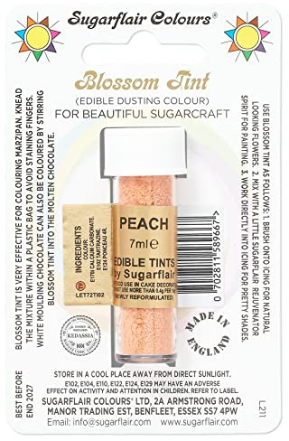 Sugarflair Blossom Tint Peach Food Colouring and Dusting Powder, Matt Finish, Brush On or Mix with Rejuvenator Spirit to Create a One of A Kind Cake - 7ml