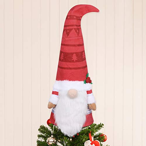 Toyvian Christmas Tree Topper Gnome,26.7 Inch Large Swedish Tomte Gnome Xmas Tree Topper,Santa Gnome Plush Winter Decoration Xmas Party Ornament Supplies