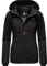 MARIKOO leicht gefütterte Damen Übergangsjacke kurz Outdoor-Jacke mit Jersey-Innenfutter und großer Kapuze Brombeere Black Gr. M