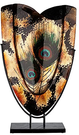 GILDE GLAS art Vase mit Ständer - Glas - Deko Objekt aus Glas handbemalt H 58 cm