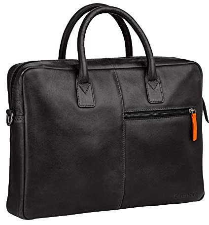 DAVIDOFF ESSENTIALS Herren Aktentasche Schwarz – moderne Businesstasche aus feinem Leder – hochwertige Herren Arbeitstasche inkl. Schulterriemen