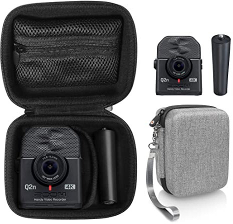 GETGEAR Case for Zoom Q2n-4K Handy Video Recorder and Zoom MA-2 Tripod, organizer for Q2n-4k/H2n recorder, tripod, cord, flash memory card and SSD, also fit for mini Trail Game Camera (Tweed)