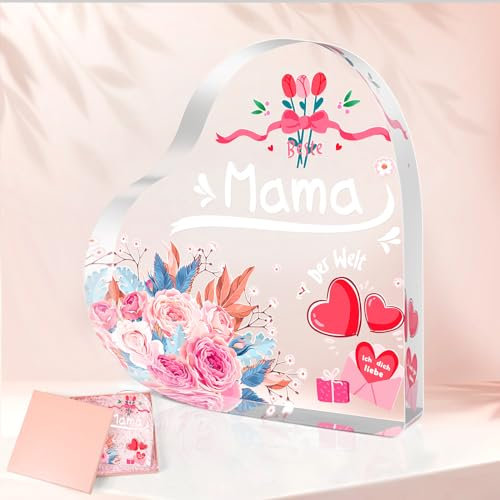 COCHIE Geschenke für Mama, Acryl Andenken Geschenk mit Geschenkbox, Beste Mama Der Welt, Perfekt zu Muttertagsgeschenk oder Geburtstagsgeschenk