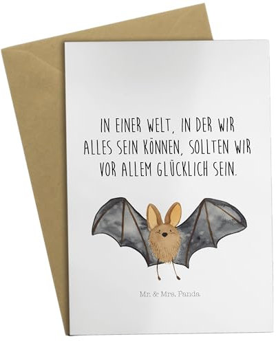 Mr. & Mrs. Panda Grußkarte Fledermaus Flügel - Geschenk, Tiere, Tiermotive, Geburtstagskarte, lustige Sprüche, Gute Laune, Glückwunschkarte,