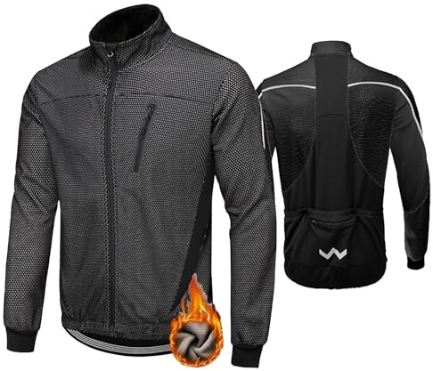 HOMTOL Herren Fahrradjacke Polarfleece-Futter Wasserdicht Winter Thermal Radjacke winddicht regenfest Fleecejacke für Laufen Wandern