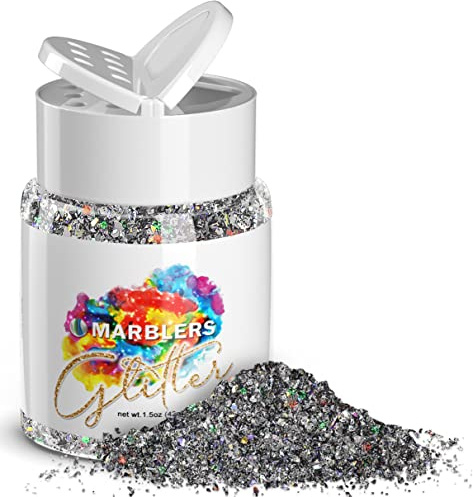 MARBLERS Holographic Glitter [Mixed Grey] 1.5oz (42g) | Chunky | Non-Toxic, Vegan, Cruelty-Free | Face, Body, Eyeshadow, Hair, Festival, Party Makeup | Nail Art, Polish | Resin, Tumbler, Slime, Craft