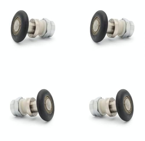 4 x AQ3 ShowerPart Shower Door Roller/Wheel/Pulley, Wheel Diameter 28mm, Overall Length 36mm, Shower Door Replacement Parts, Stainless Steel, POM Zinc Alloy Brass Axis
