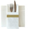 JINYUDOME Disposable Dinner Napkins, Linen-Feel Napkins with Buil-in Flaware Pocket, Gold Print, Pack of 50 (Gold)