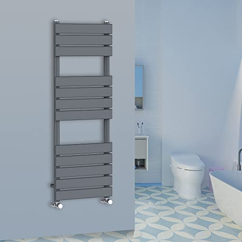 Warmehaus Flat Panel Bathroom Heated Towel Rail Radiator Ladder Anthracite 1200x450mm