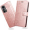 DENDICO Cover per Xiaomi Mi 12 Lite, Portafoglio Custodia in PU Pelle per Xiaomi Mi 12 Lite, Antiurto Cover a Libro con Slot per Carte, Oro Rosa