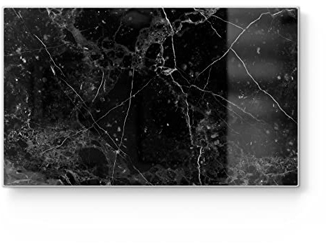 DEQORI Frühstücksbrett Glas | klein 23x14 cm | Motiv Marmorplatte nah | Design Schneidebrett für Küche | Frühstücksbrettchen antibakteriell & rutschfest | Glasplatte & Servierplatte