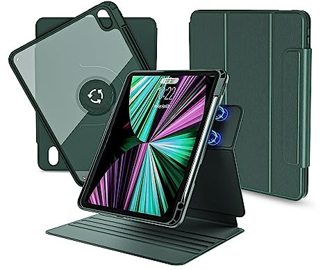 nimin iPad 10 Generation Hülle 2022 10.9 Zoll, mit doppelmagnetisches Design, 11 verschiedenen Nutzungsmodi - 360° drehbare Lederhülle mit Stifthalter