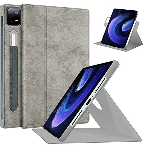 HEISHAYU Funda para Xiaomi Pad 6 / Pad 6 Pro 11 Pulgadas,Estuche Giratorio 360 Grados Case con Auto Activación/Reposo,Gris