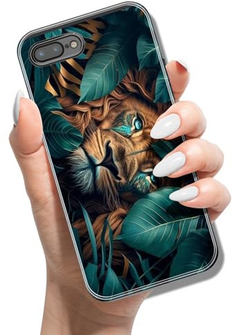 Silikon Hülle für iPhone 8 Plus / 7 Plus 5.5 mit Muster Tierdruck TPU Stoßfest Cover Handyhülle Case für Frauen Mädchen Mann Jungen - Blatt löwe