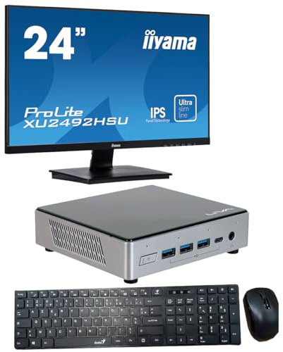 YNISEK - Mini PC i7-10510U 16GB 2TB M.2 SSD + Pantalla 24P + Teclado + ratón, sin OS