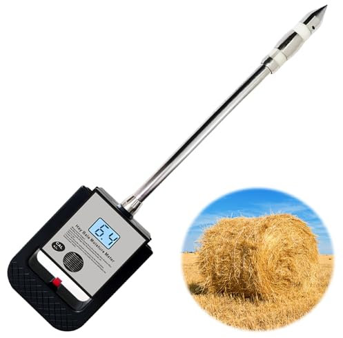 Metellme Portable Hay Moisture Meter Tester with 15.7 Probe for Hay Bales,Cereal Straw,Bran,Forage Grass,Soybean Meal,Leymus Chinensis,Emperor Bamboo Grass,Alfalfa,Fibre,Hay Moisture Testing