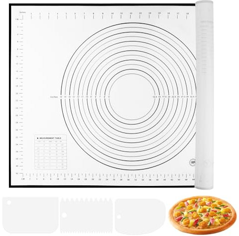 VFANDV Tapis de Cuisson Silicone, 70x50cm Tapis Patisserie Grande avec Grattoir, Tapis Silicone Patisserie Reutilisable, Plaque Silicone Patisserie pour Biscuits, Pain, Fondant (Noir)