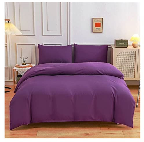 Bettbezug Massive Süßigkeiten Farbe Duvet Cover Nordic einfach rot orange Bettwäsche Set Single Double Queen King 220x240 Bettwäsche Bettwäsche Bettwäsche Bettbezugs (Color : Deep Purple, Size : Sin