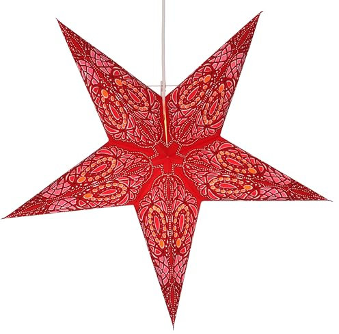 GURU SHOP Faltbarer Advents Leucht Papierstern, Weihnachtsstern 60 cm - Sundar ot, Papiersterne 60 cm