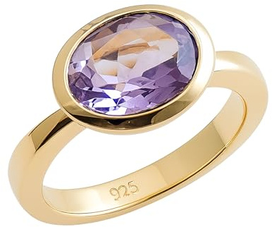 Bague en argent 925 plaqué or améthyste