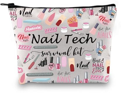 Nail Tech Gift Nail Tech Survival Kit Accessories Travel Organizer Bag Manicurist Gift Nail Artist Gift Beautician Gift, Nail Tech2 Bag, M, Canvas Cosmetic Bag With Zipper