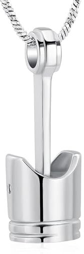 LHJHZDJC Halskette Mode Unisex Herren Einäscherung Urne Spoiler Motor Kolben Asche Souvenir Schmuck Auto Teil 2 Stück Schmuck Geschenke