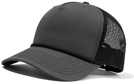 CLAPE Sommer Mesh Baseball Cap Verstellbar Trucker Cap High Crown Structured Basecap Atmunsaktive Sport 5 Panel Baseballmütze für Herren Damen Darkgrey DTK241